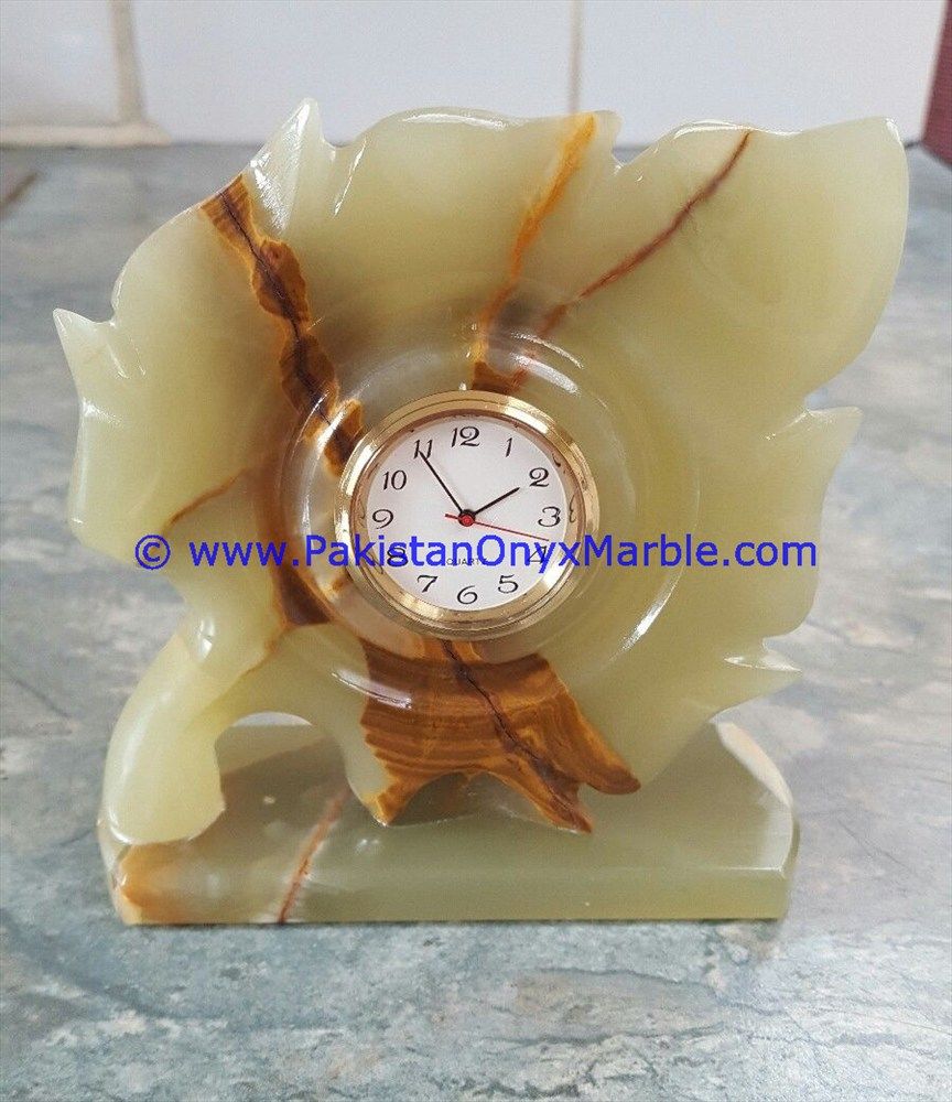 Onyx leaf shaped Clocks handcarved Home Decor Gifts-05