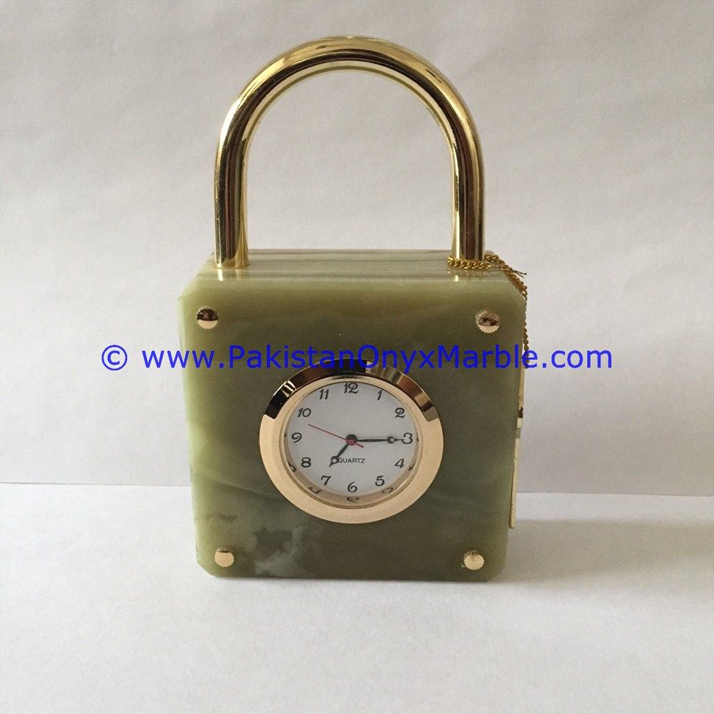 Onyx lock shaped Clocks handcarved Home Decor Gifts-01