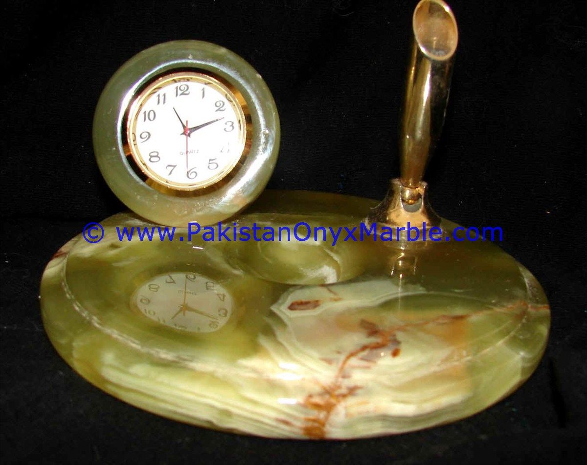 Onyx pen holder with clocks handcarved Home Decor Gifts-06