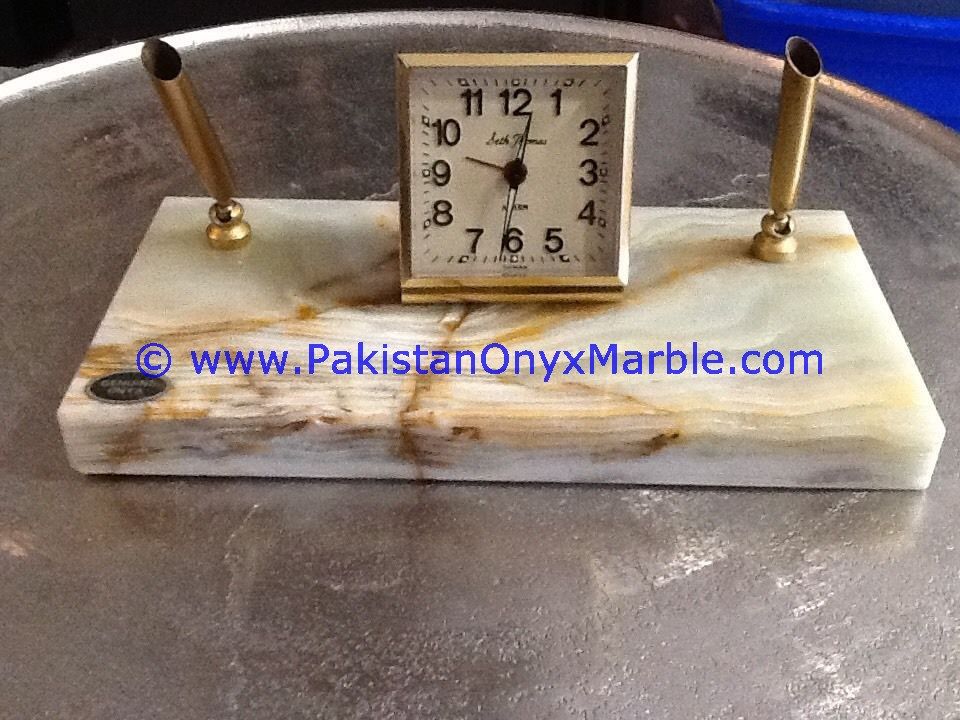Onyx pen holder with clocks handcarved Home Decor Gifts-09
