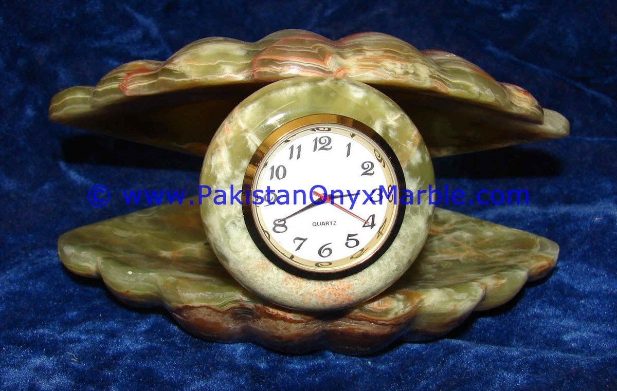 Onyx Shell shaped clocks handcarved Home Decor Gifts-01