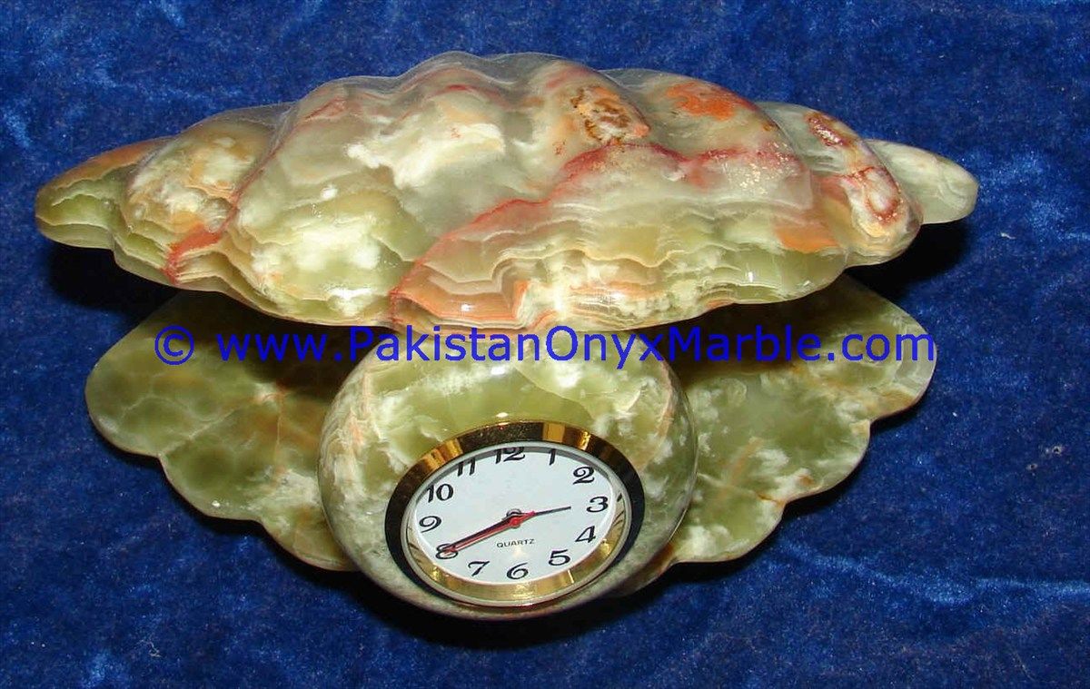 Onyx Shell shaped clocks handcarved Home Decor Gifts-02