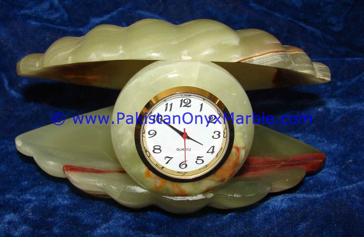 Onyx Shell shaped clocks handcarved Home Decor Gifts-03