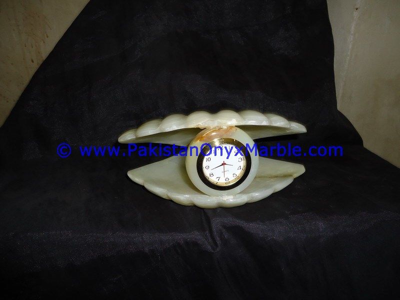 Onyx Shell shaped clocks handcarved Home Decor Gifts-05