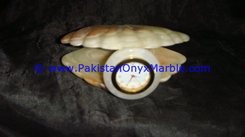 Onyx Shell shaped clocks handcarved Home Decor Gifts-06