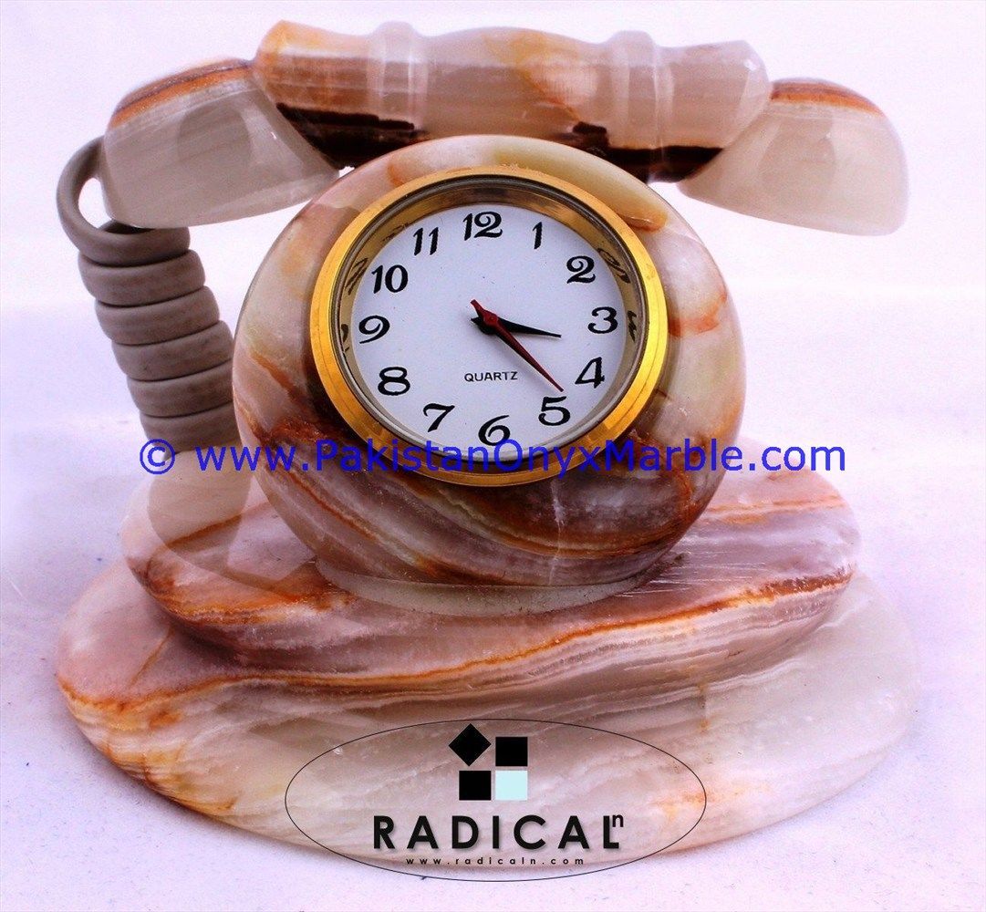 Onyx telephone shaped clocks handcarved Home Decor Gifts-12