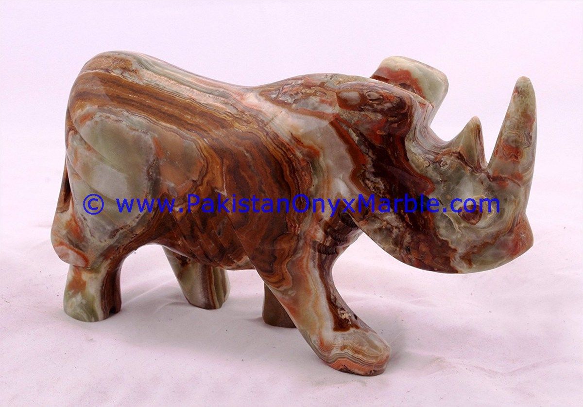 Onyx Carved Rhino Statue-12``, 3``, 4``, 5``, 6``, 8``, 10``, 12``, 16