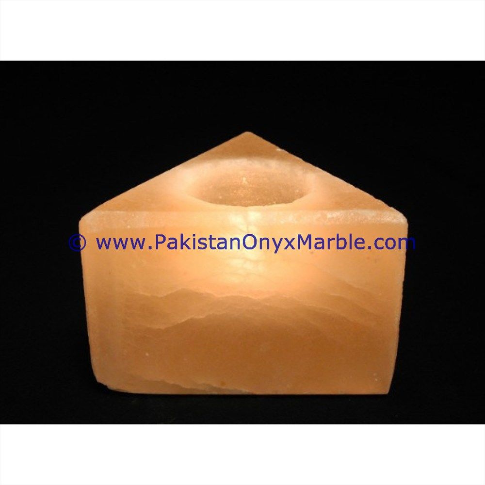 Himalayan salt Candle holder triangle -02