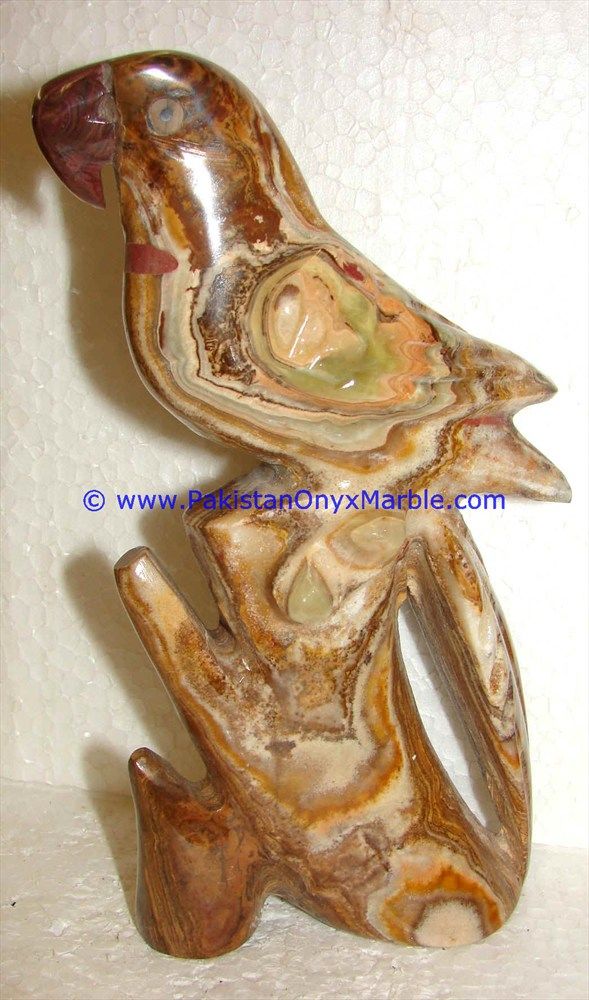 Onyx Carved Parrot Statue-12``, 3``, 4``, 5``, 6``, 8``, 10``, 12``, 16