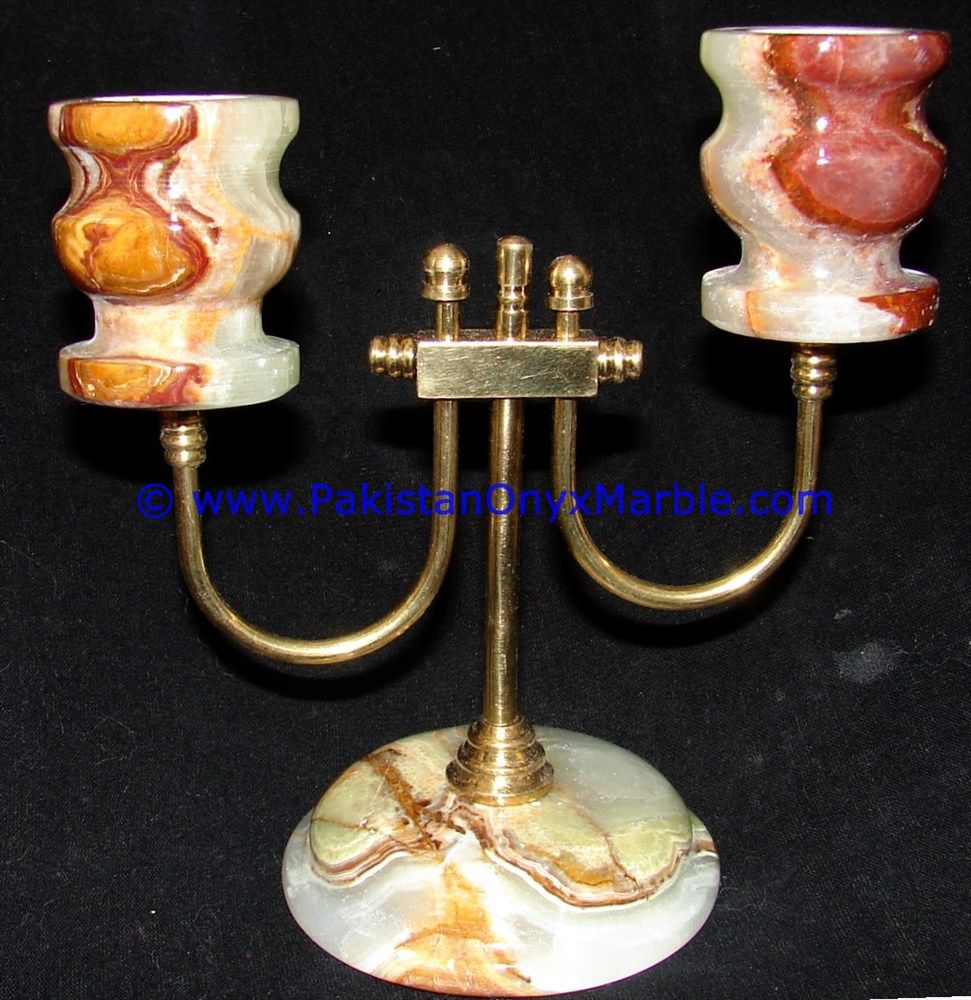 Onyx Brass Double Two Candle Stick Holder-01