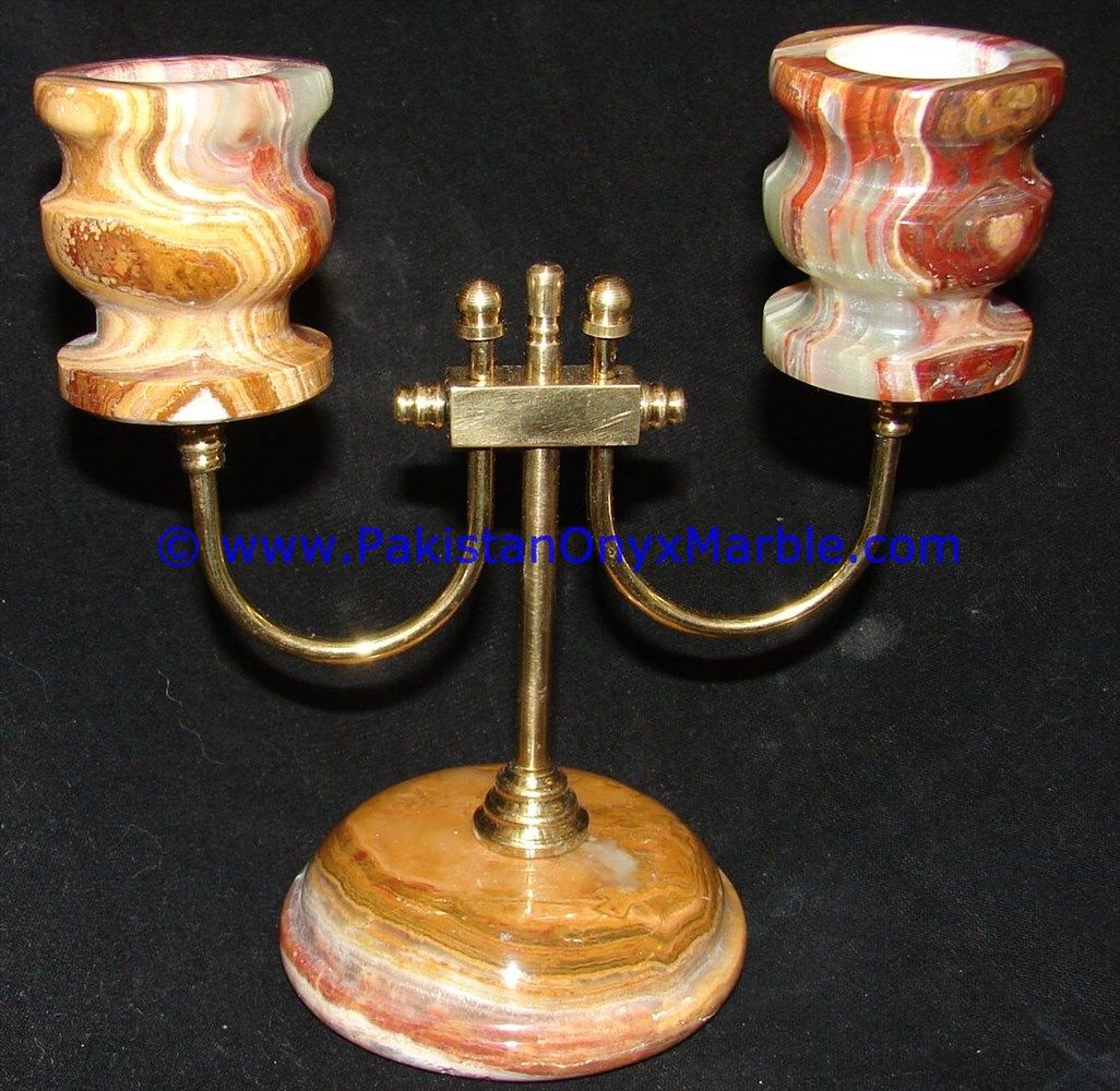 Onyx Brass Double Two Candle Stick Holder-02