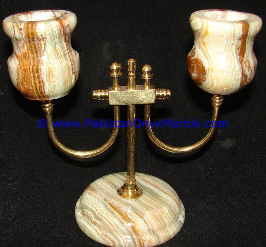 Onyx Brass Double Two Candle Stick Holder-03