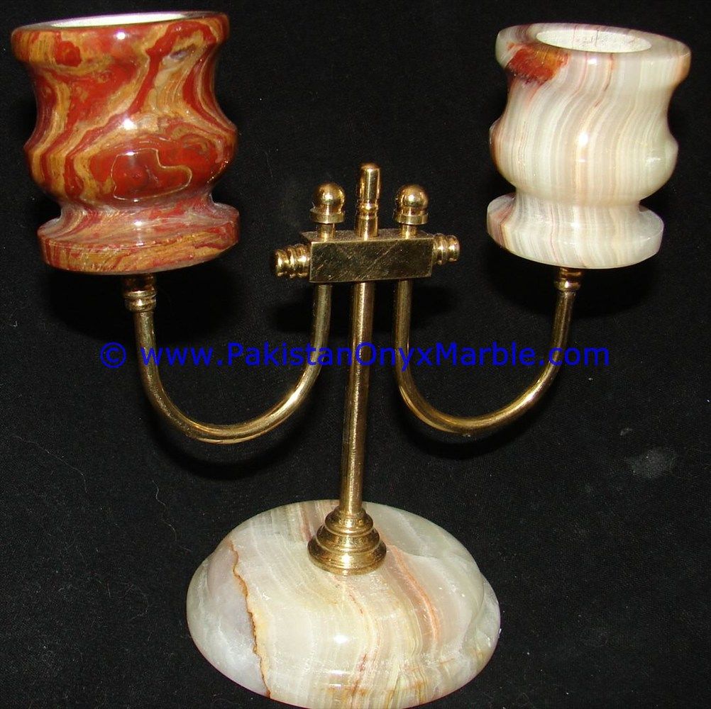 Onyx Brass Double Two Candle Stick Holder-04