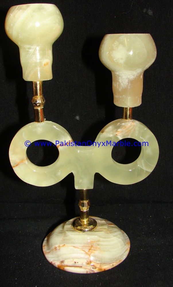 Onyx Brass Double Two Candle Stick Holder-06