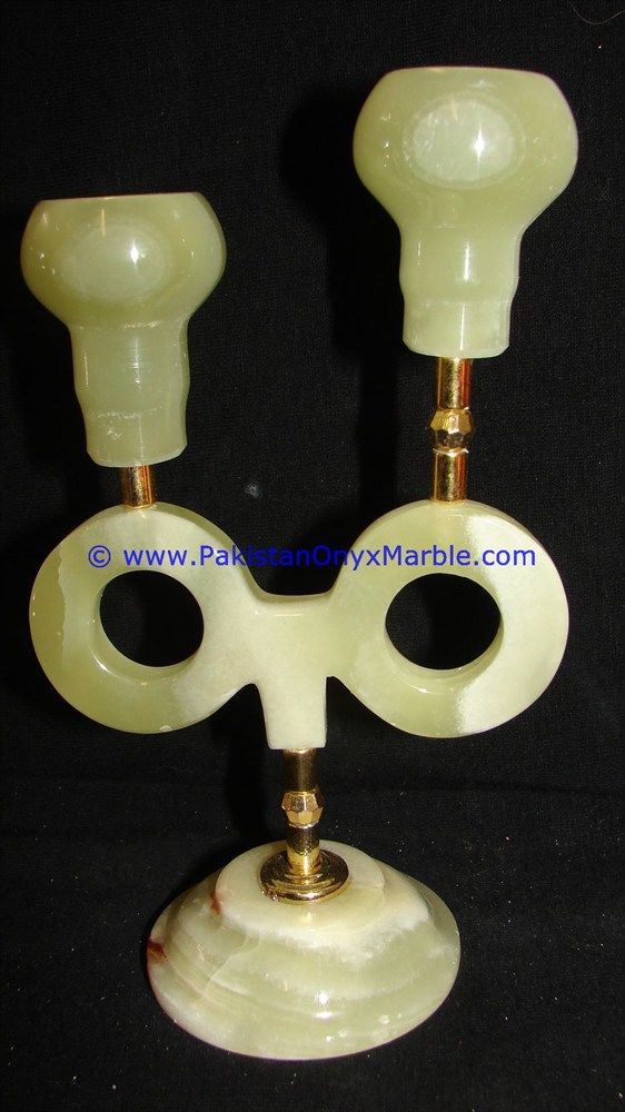 Onyx Brass Double Two Candle Stick Holder-08