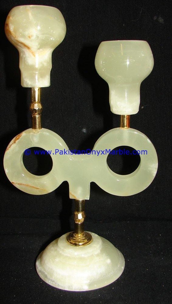 Onyx Brass Double Two Candle Stick Holder-09