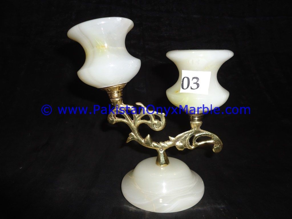 Onyx Brass Double Two Candle Stick Holder-10