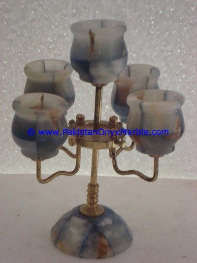 Onyx Brass Five Candle Stick Holder-12