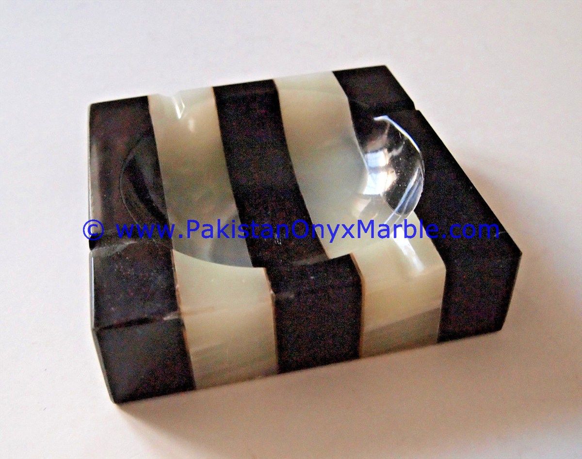 Onyx HandCarved Cigar Ashtrays white onyx black marble strips-04