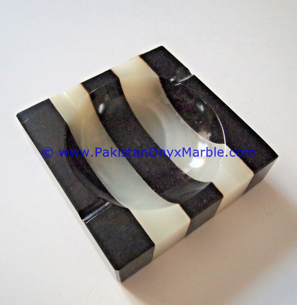 Onyx HandCarved Cigar Ashtrays white onyx black marble strips-06