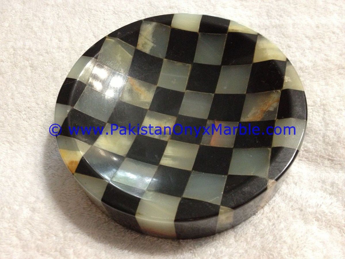 Onyx HandCarved Cigar Ashtrays white onyx black marble strips-12