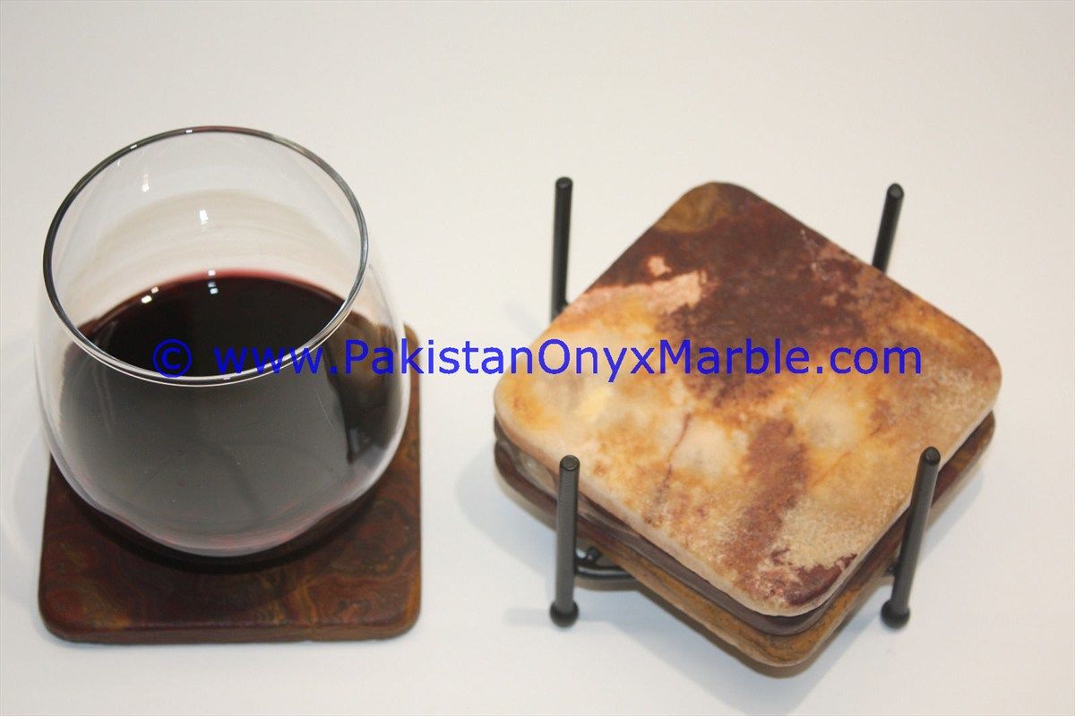 multi brown Onyx Coaster set drinking tea cup glasses coasters-12