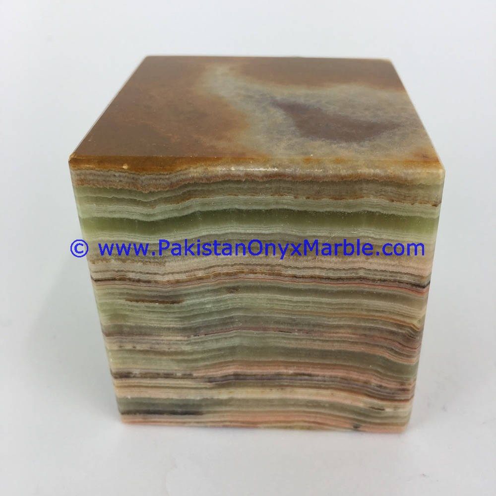 Multi green Onyx cube blocks handcarved polished paperweight-01