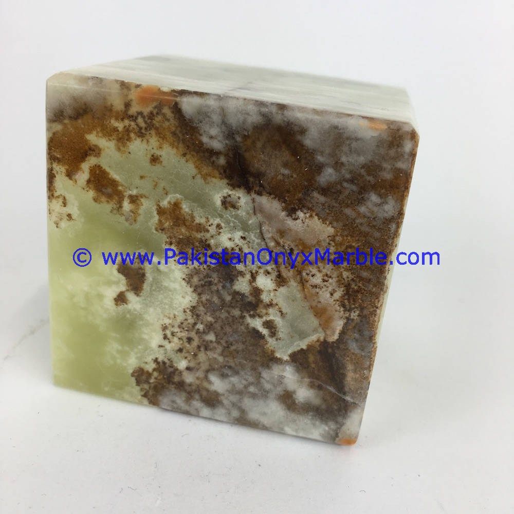 Multi green Onyx cube blocks handcarved polished paperweight-13