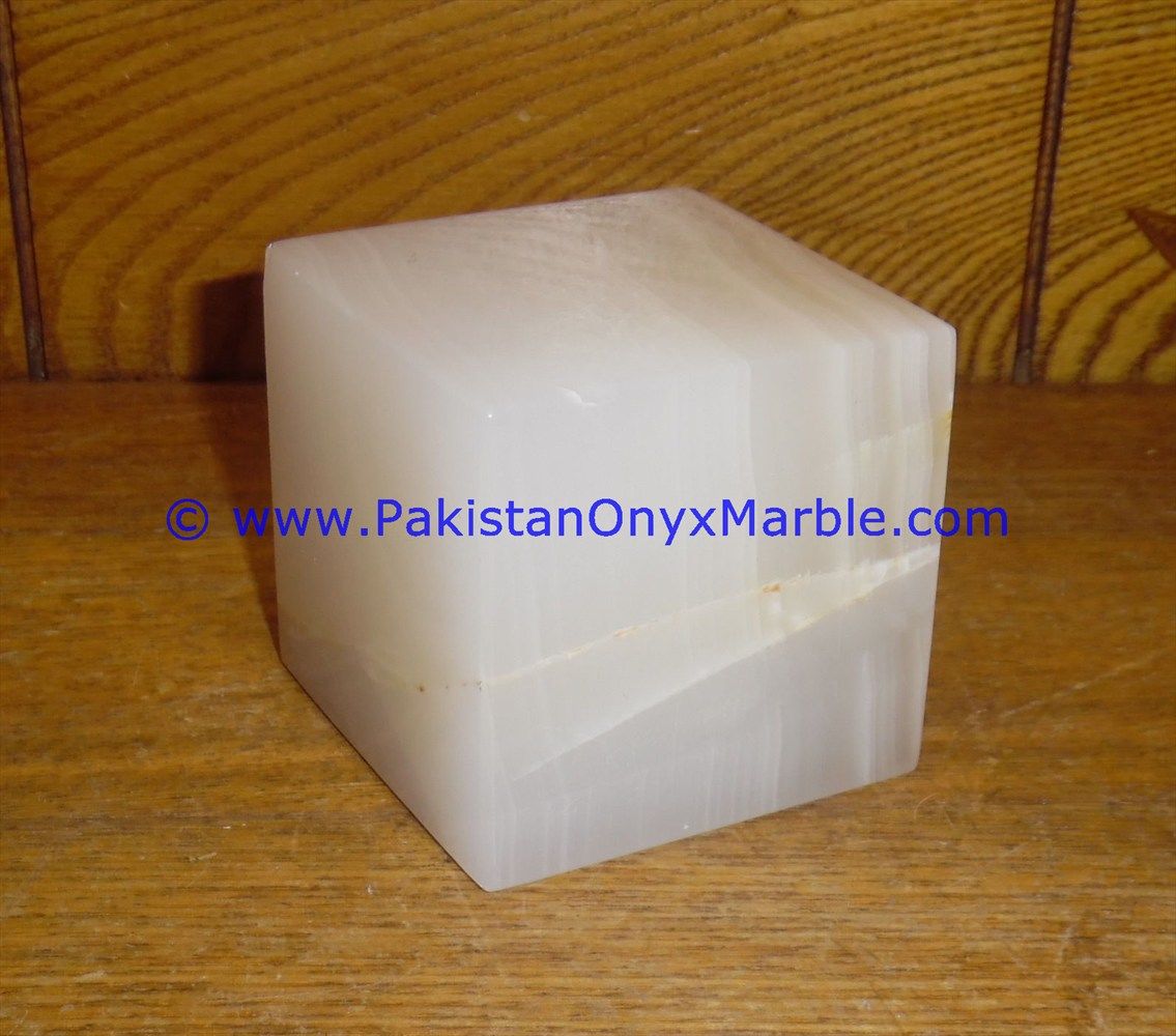 white Onyx cube blocks handcarved polished paperweight-01