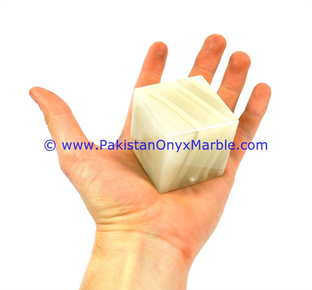 white Onyx cube blocks handcarved polished paperweight-12