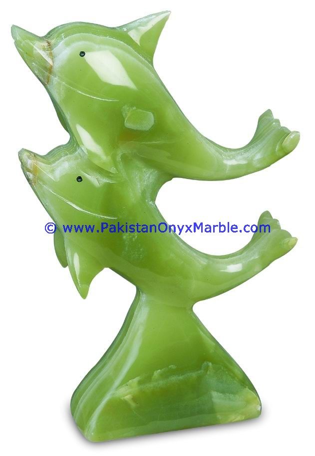  Onyx Double Dolphins fishes Handcarved statue sculpture figurine-11
