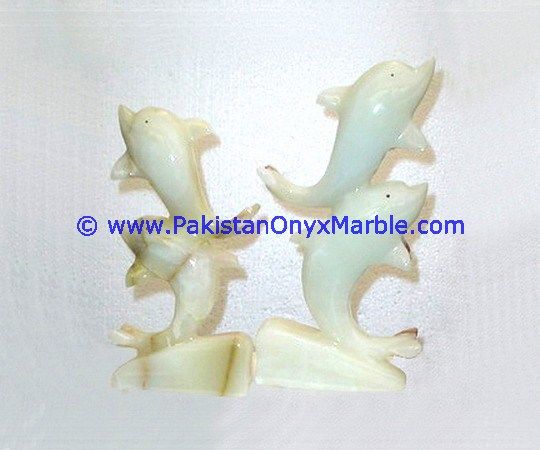  Onyx Double Dolphins fishes Handcarved statue sculpture figurine-23
