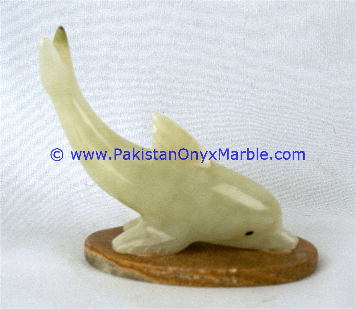 Green Onyx Dolphins fish Handcarved statue sculpture figurine-01