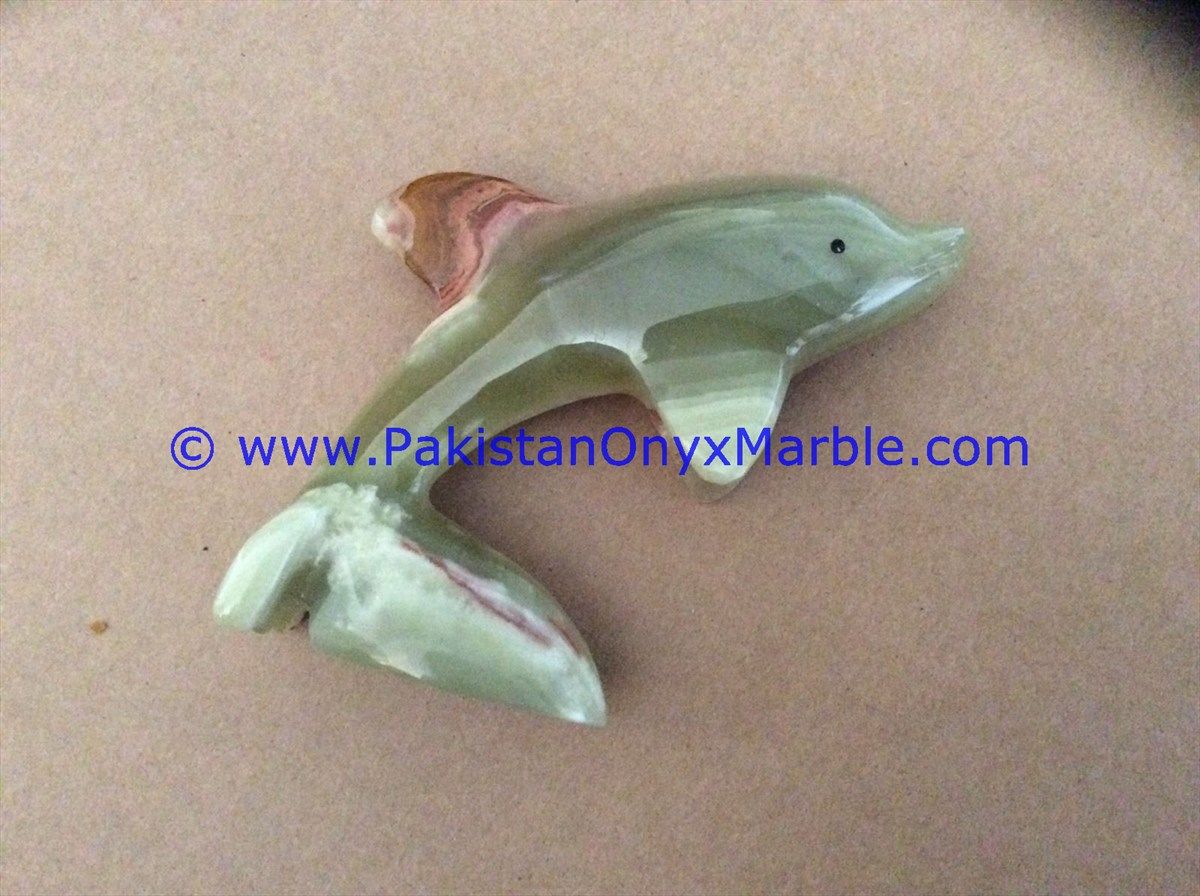  Green Onyx Dolphins fish Handcarved statue sculpture figurine-02