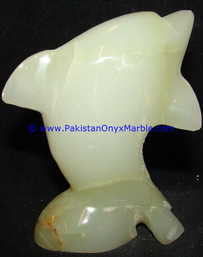  light green Onyx Dolphins fish Handcarved statue sculpture figurine-18