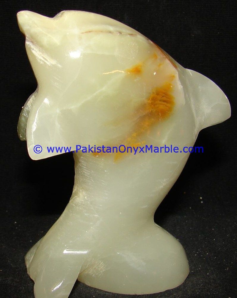 light green Onyx Dolphins fish Handcarved statue sculpture figurine-20