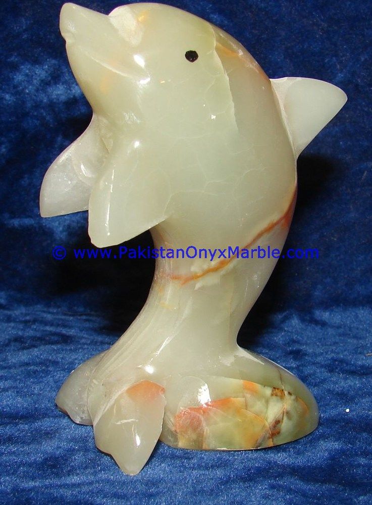  light green Onyx Dolphins fish Handcarved statue sculpture figurine-22
