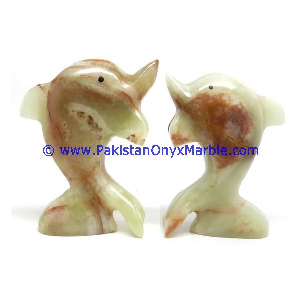  light green Onyx Dolphins fish Handcarved statue sculpture figurine-24