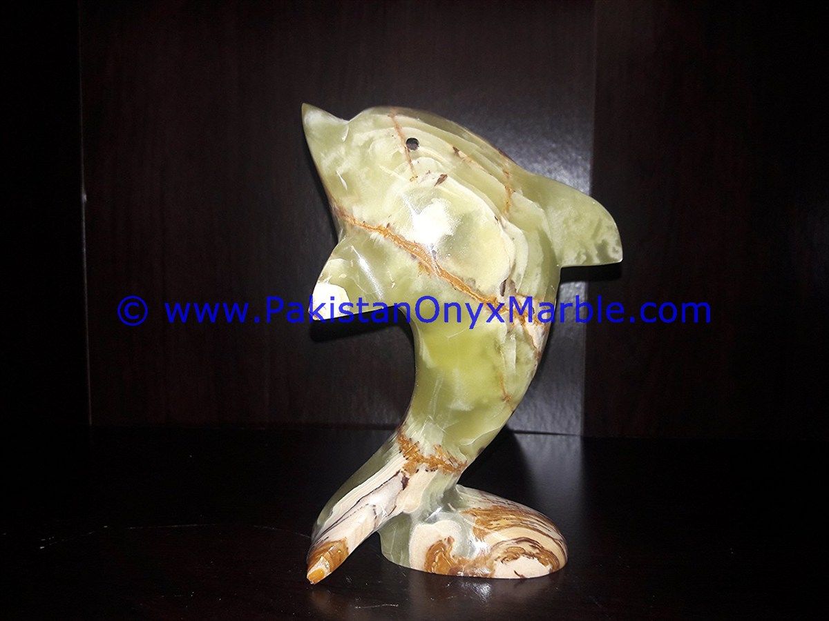  multi green Onyx Dolphins fish Handcarved statue sculpture figurine-04