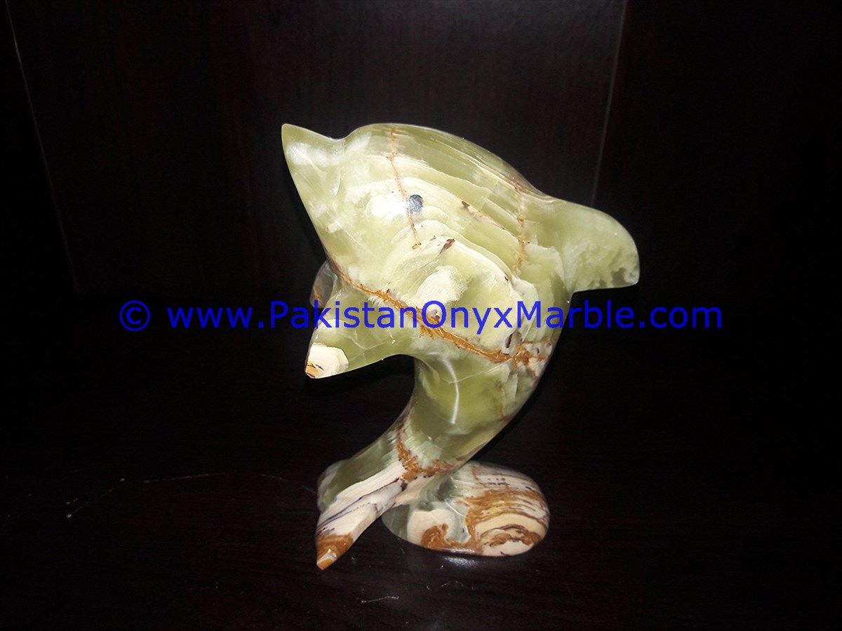  multi green Onyx Dolphins fish Handcarved statue sculpture figurine-05