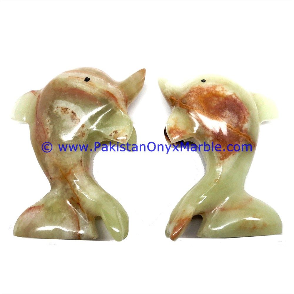  multi green Onyx Dolphins fish Handcarved statue sculpture figurine-06