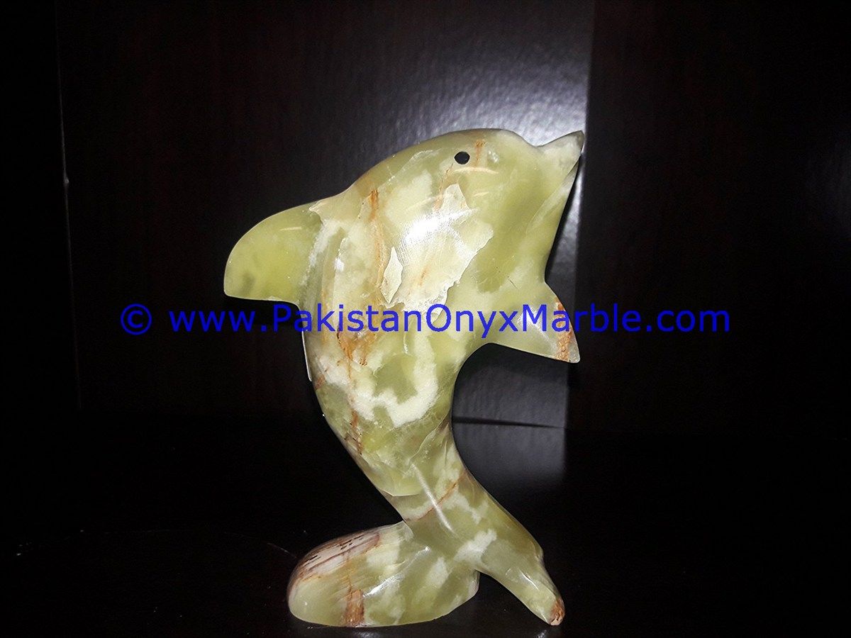  multi green Onyx Dolphins fish Handcarved statue sculpture figurine-08