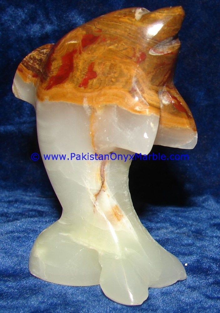  multi green Onyx Dolphins fish Handcarved statue sculpture figurine-19