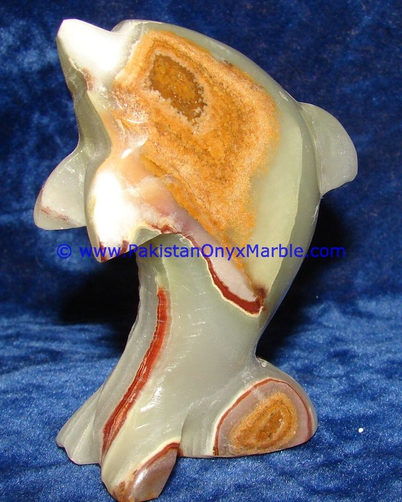  multi green Onyx Dolphins fish Handcarved statue sculpture figurine-20