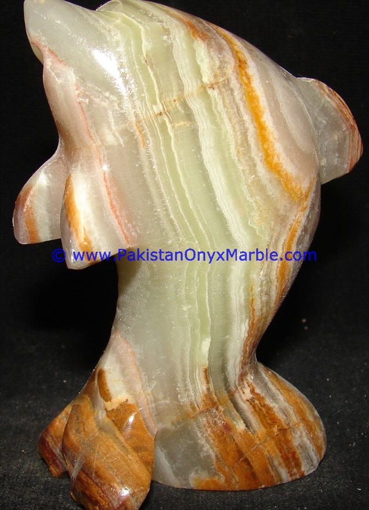  multi green Onyx Dolphins fish Handcarved statue sculpture figurine-22
