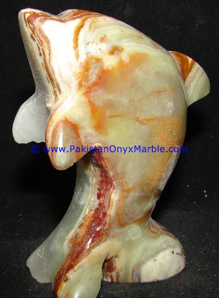  multi green Onyx Dolphins fish Handcarved statue sculpture figurine-24