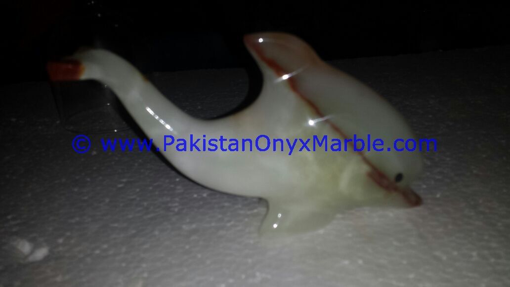  white Onyx Dolphins fish Handcarved statue sculpture figurine-03