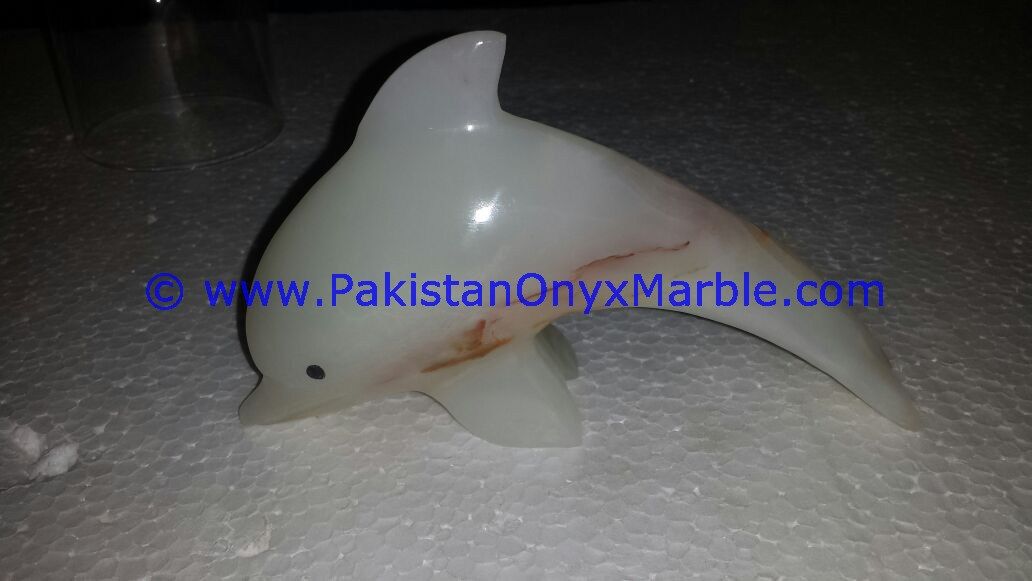  white Onyx Dolphins fish Handcarved statue sculpture figurine-04