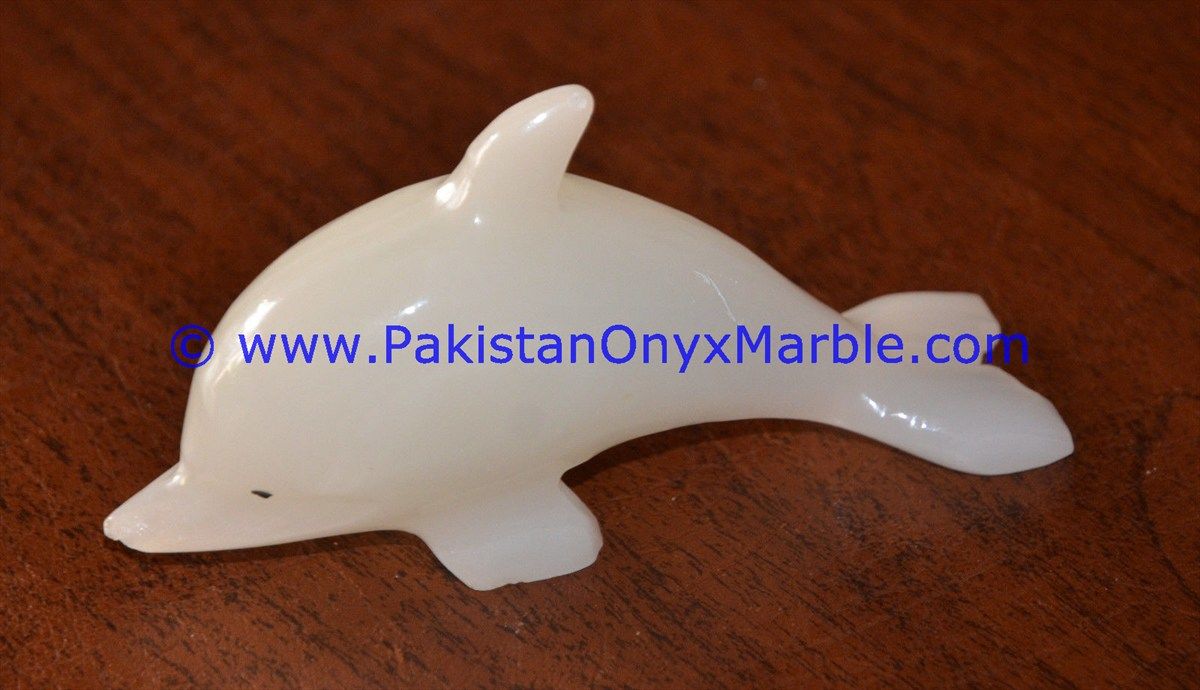  white Onyx Dolphins fish Handcarved statue sculpture figurine-07