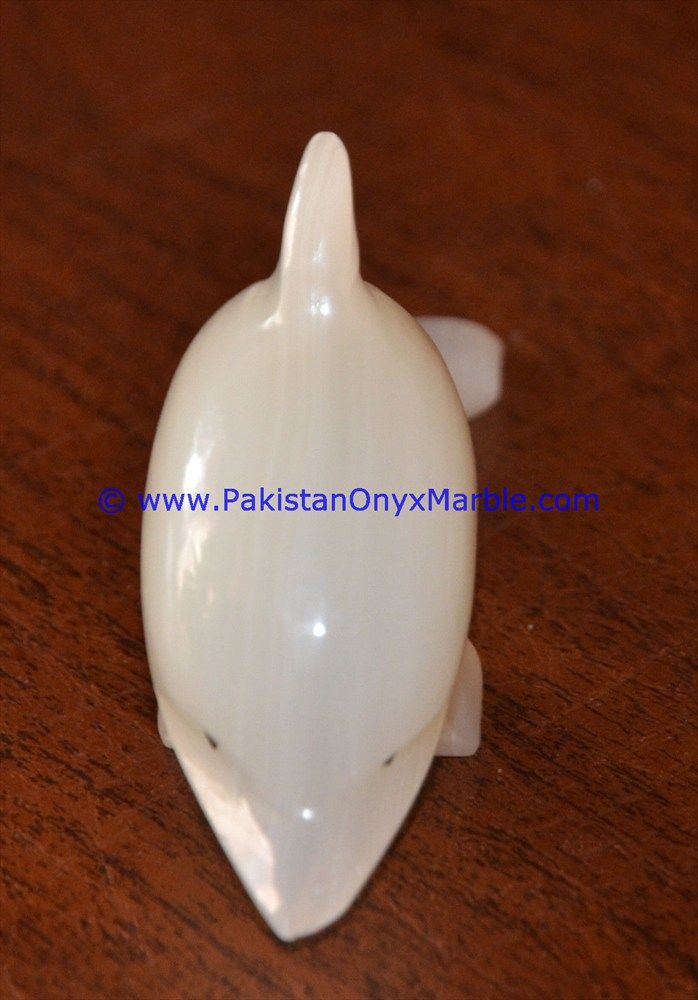  white Onyx Dolphins fish Handcarved statue sculpture figurine-08